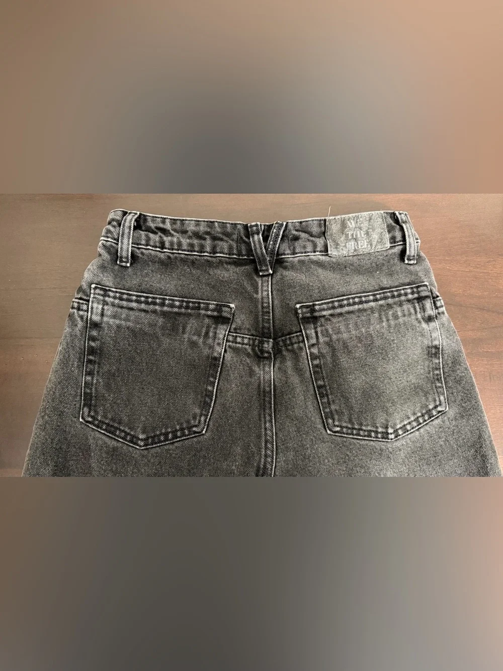 Free People Black Washed High-Rise Straight Jeans